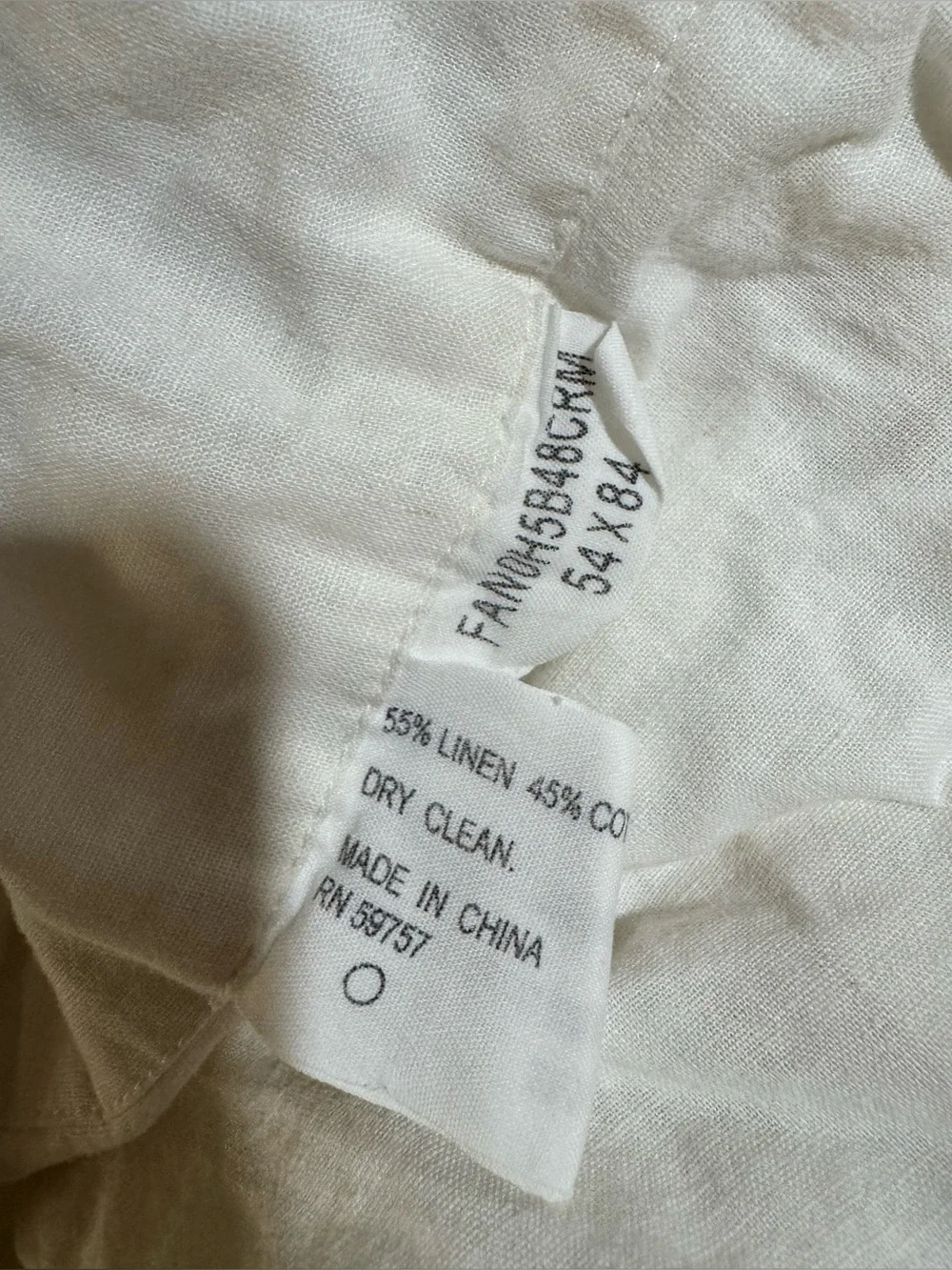 2 Ecru Linen Cotton Blend Shirred Curtain Panels 54” x 84”
